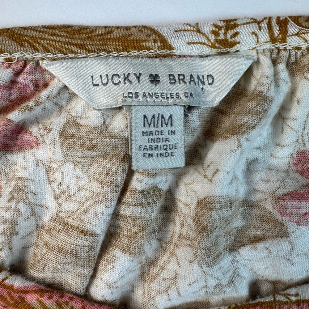 Lucky Brand Pink and Brown Floral Blouse - Picture 2 of 7